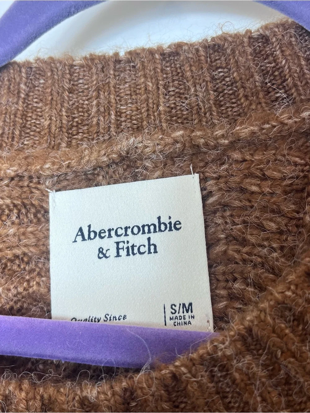 Abercrombie & Fitch Cable-knit Fisherman Crewneck Sweater  Brown Women S/M Soft
